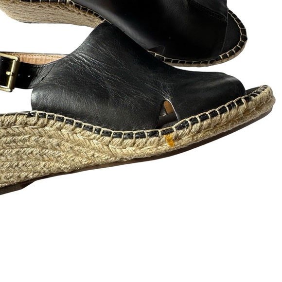 Clark’s - Artisan Black Leather Espadrille Wedge Sandals Sz 9 - Picture 2 of 12
